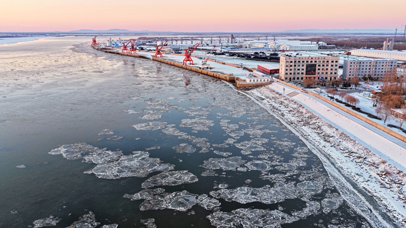 Scenery of ice flow in China's Heilongjiang