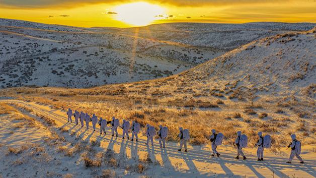 Soldiers in ruck march