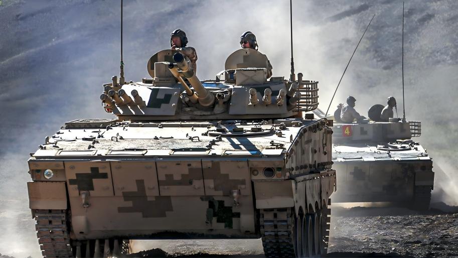 Armored vehicles in combat training
