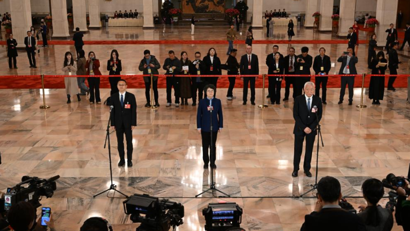 CPPCC members attend group interview before 2nd plenary meeting