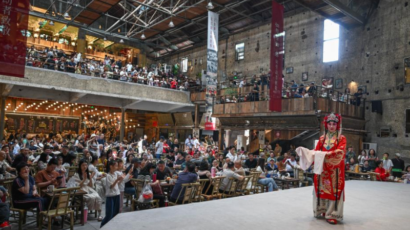 Old building renovated into public tea house in Chongqing, SW China