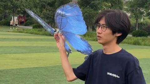 Bionic butterflies built by college students charm wedding planners in C China's Wuhan