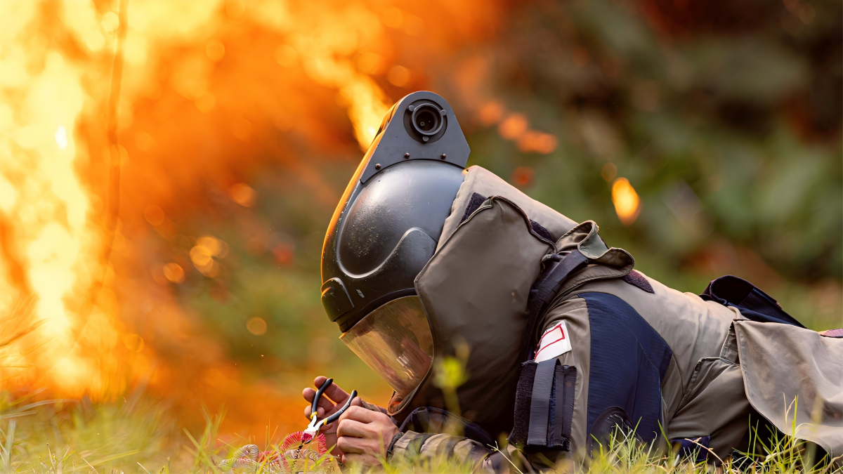 Armed Police Soldiers in Explosive Ordnance Disposal Training