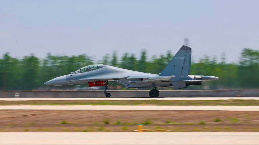 J-16 jet sets out for training