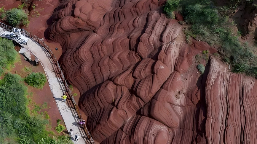 Beautiful scenery of Danxia landform after rain in NW China's Shaanxi