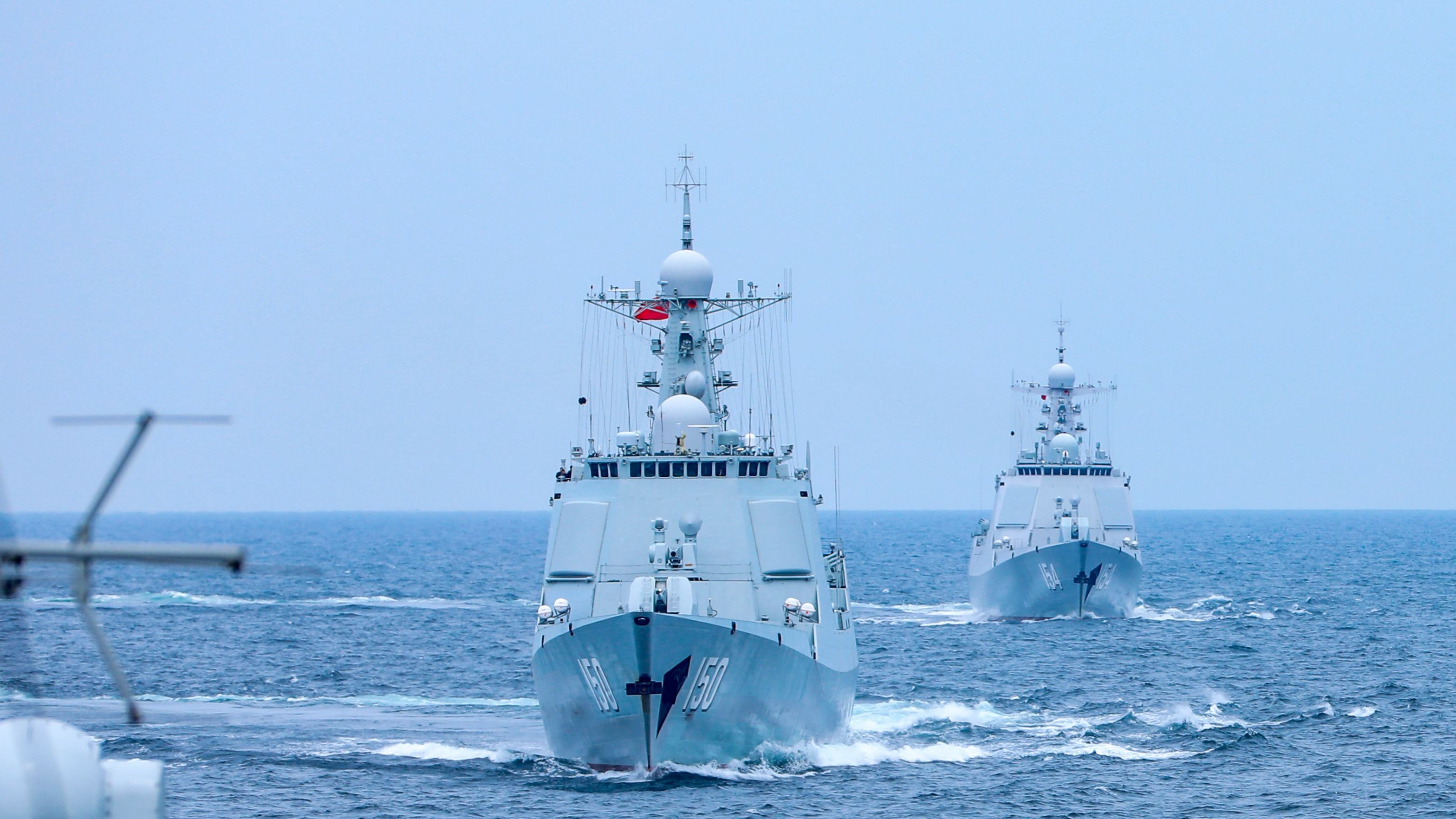 Destroyers in live-fire training