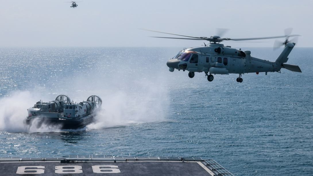 Landing ship Changbaishan in multi-subject maritime training