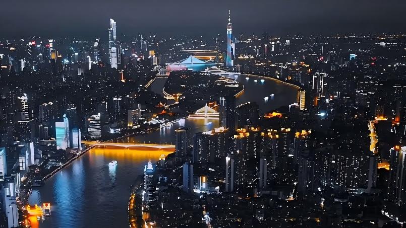 Lights transform Guangzhou's skyline after dark
