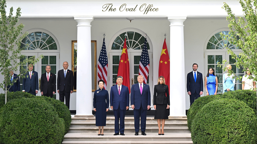 Xi attends welcome ceremony held by Trump