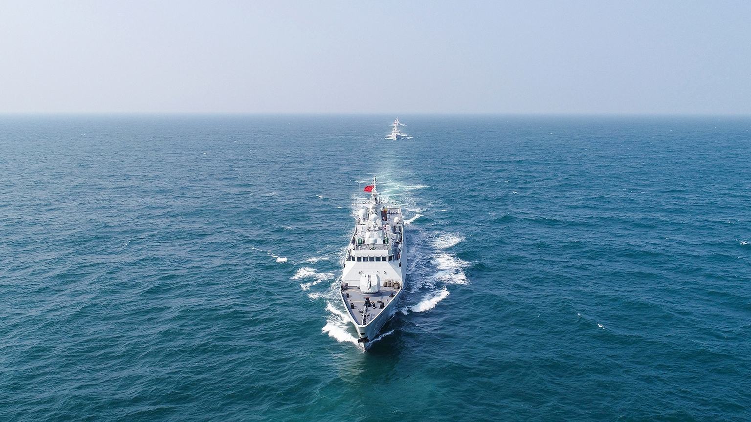 Frigate flotilla in maritime training