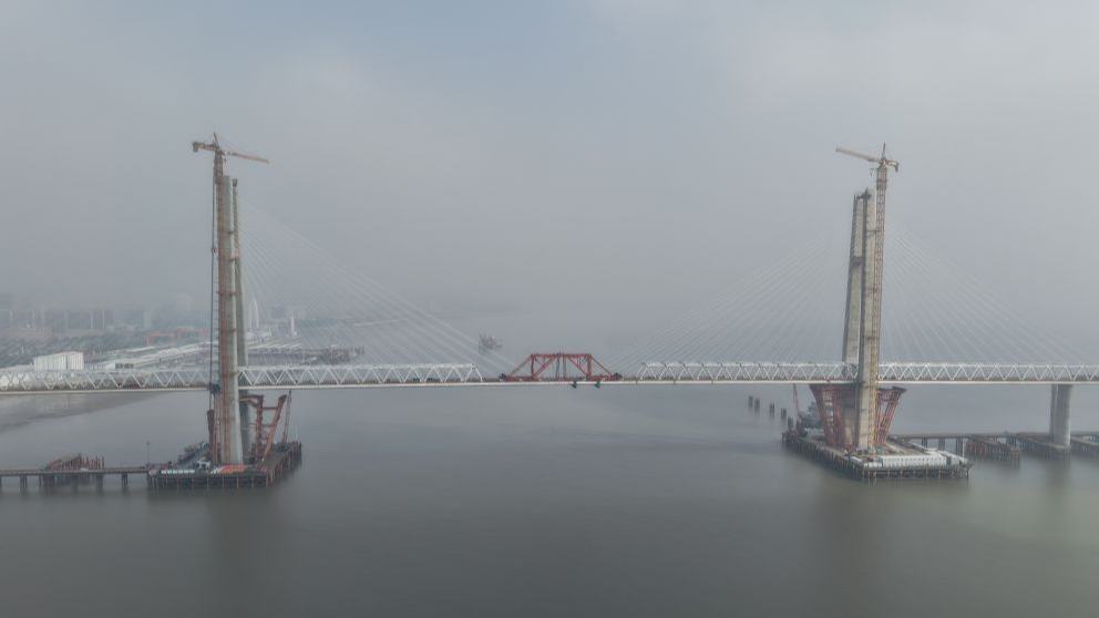 Hangzhou Bay Cross-Sea Railway Bridge marks key construction progress