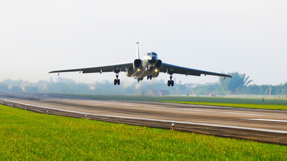 H-6K bombers in flight training