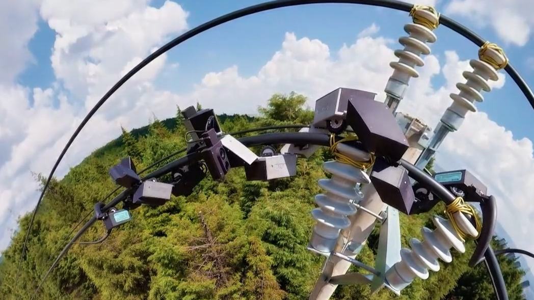 Snake-like robot crawls along power lines to inspect safety