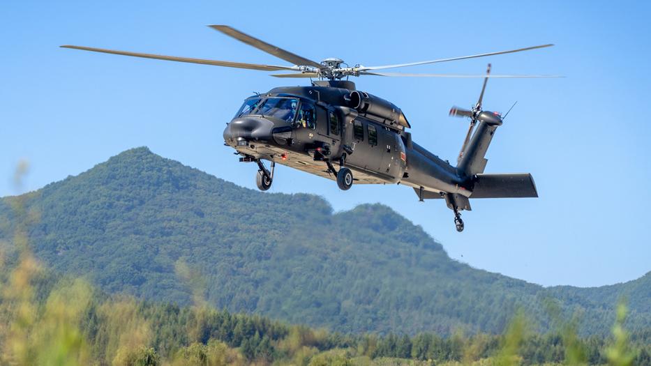 Multiple helicopters lift off for training