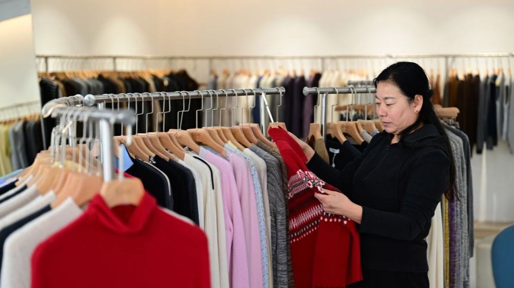 A glimpse of cashmere processing and sales hub in China's Hebei