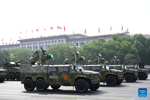 The anti-unmanned aerial vehicles formation attends a V-Day parade in Beijing, capital of China, Sept. 3, 2025.  (Xinhua/Yang Guanyu)