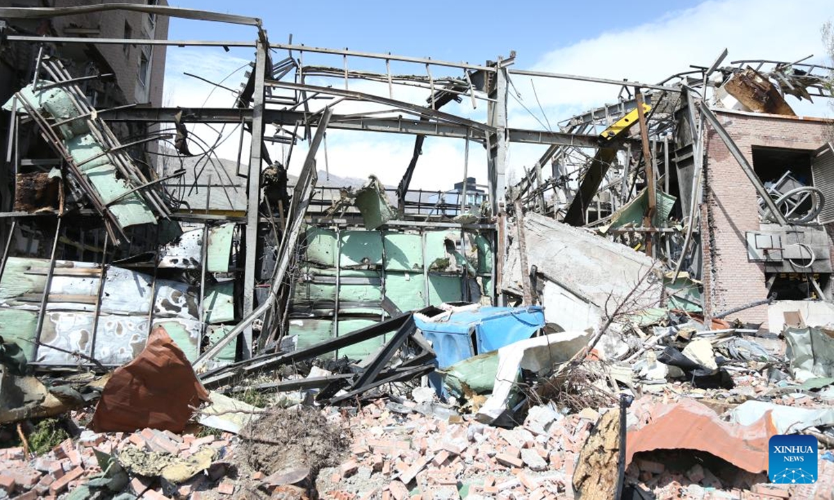 This photo taken on April 4, 2026 shows a building destroyed in a U.S. and Israeli airstrike at the Shahid Beheshti University in Tehran, Iran. Iran's Minister of Science, Research and Technology Hossein Simaei-Sarraf said on Saturday more than 30 Iranian universities have been directly attacked by the United States and Israel since the beginning of the war in late February. (Xinhua/Shadati)